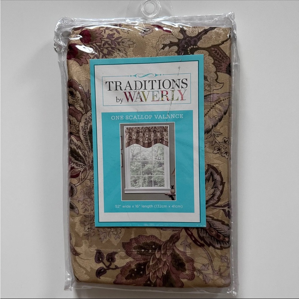 Waverly Traditions Navarra Antique Scalloped Valance Jacobean 52x16